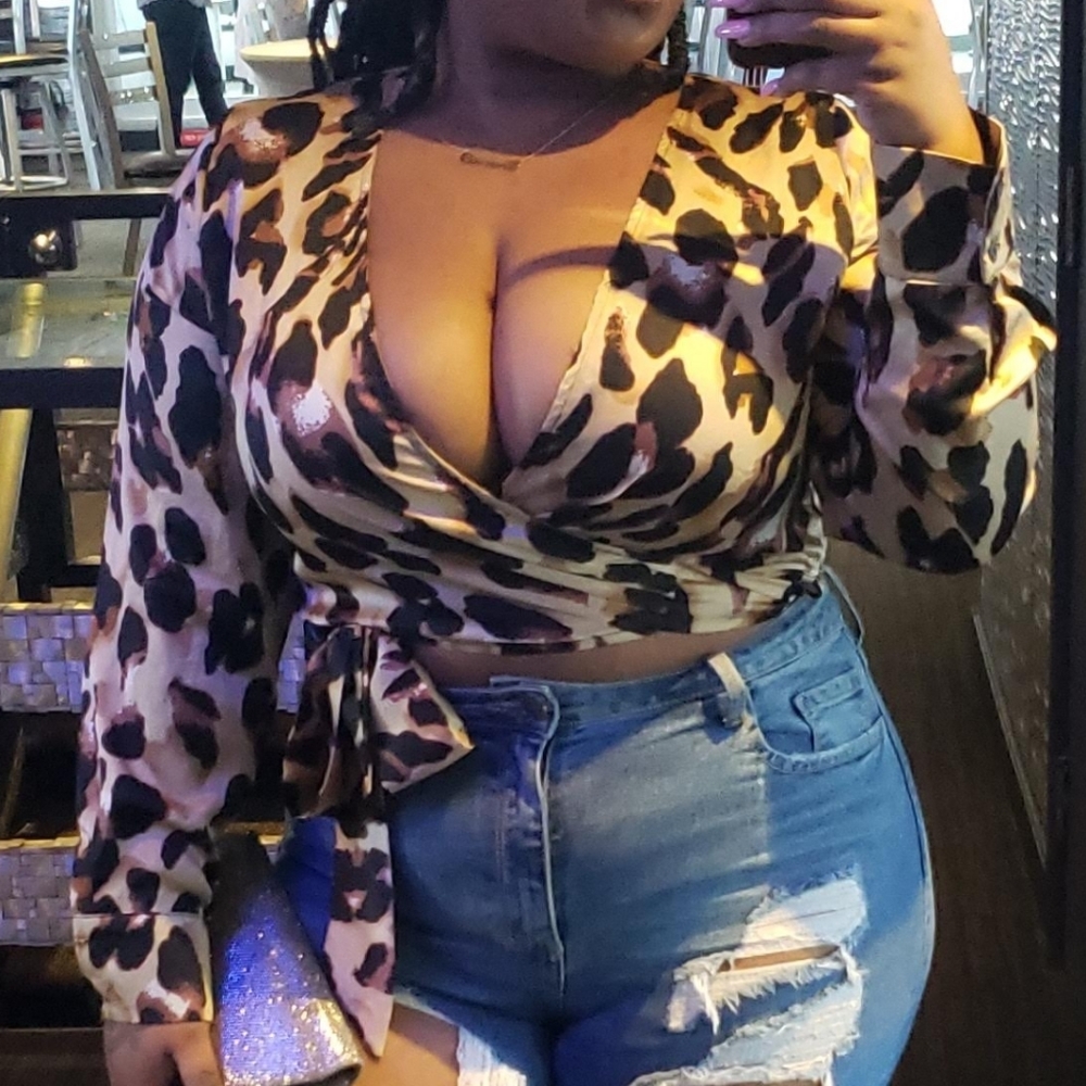 Leopard print wrap top
